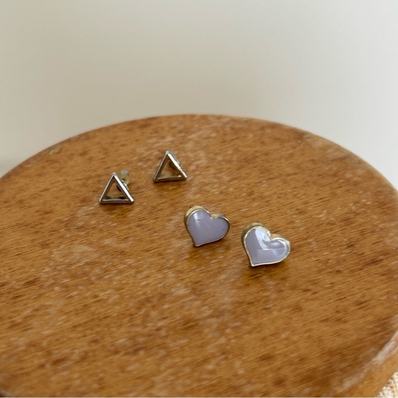 Heart and Triangle Stud Earring Set - Picture 12 of 12